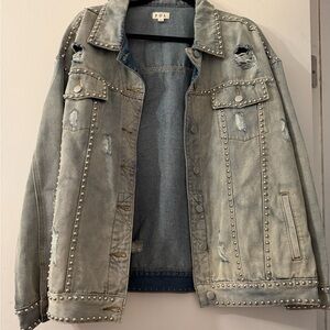 Kind Of A Big Deal Pocketed Studded Denim Jacket